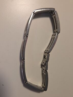 Silver-Tone Stainless Steel  Link Bracelet Unisex 8.5 In